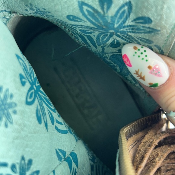 Corral Boots Womens Size 10 Tan Fringe Studded Western Cowgirl Zip Boho Ankle - Picture 14 of 16